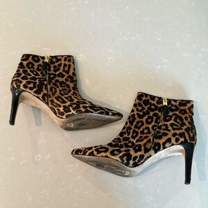 Sam Edelman Karen Leopard Calf Hair Stiletto Ankle Boots Size 8.5